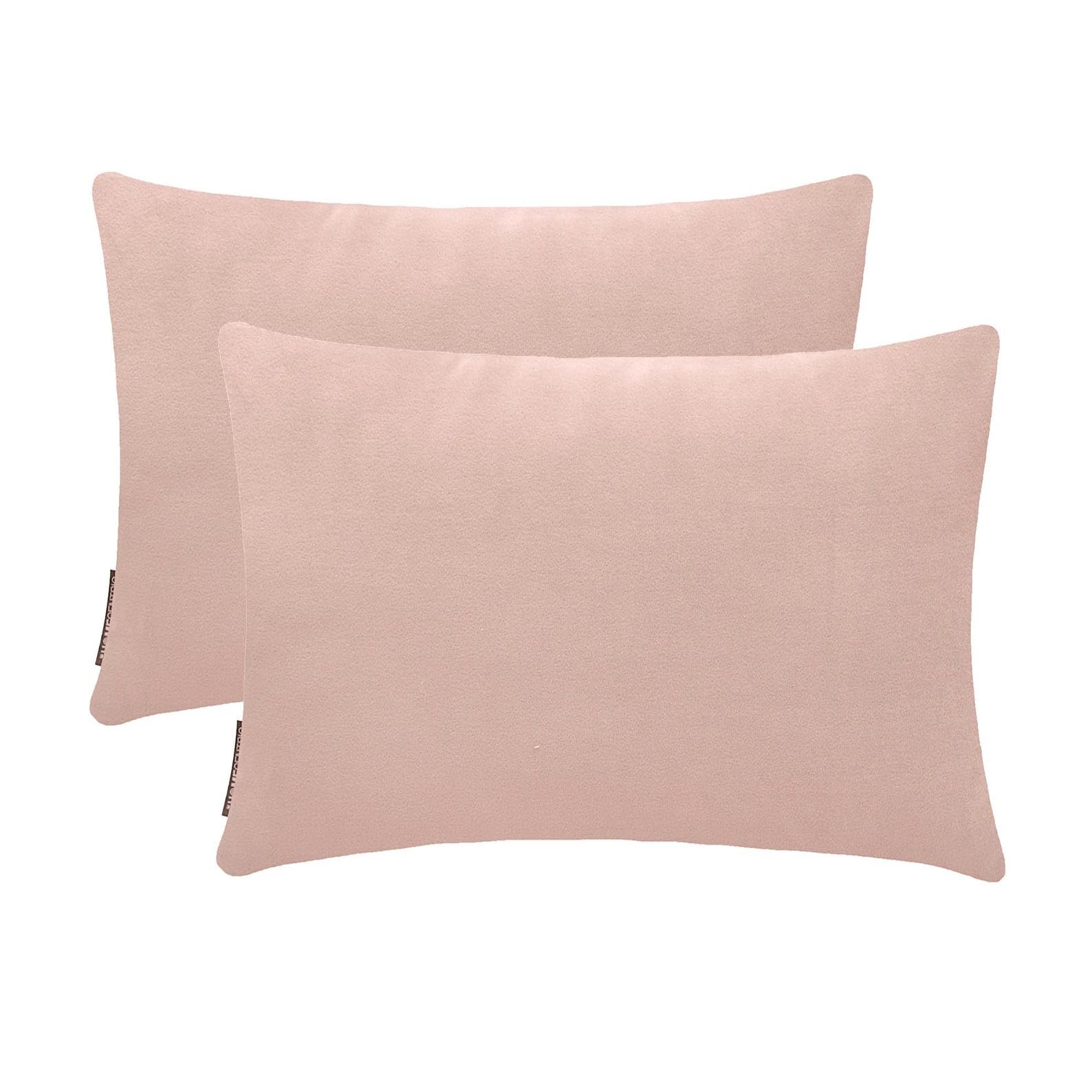 Pastel Peach Luxury Lumbar Cushion Covers 50x65 cm | Pack of 2 Modern Velvet Oblong Cushion Cover | Plain Solid Pillowcases for Bed, Couch & Sofa, Modern Home Décor - Pastel Peach Velvet Dream — image 1