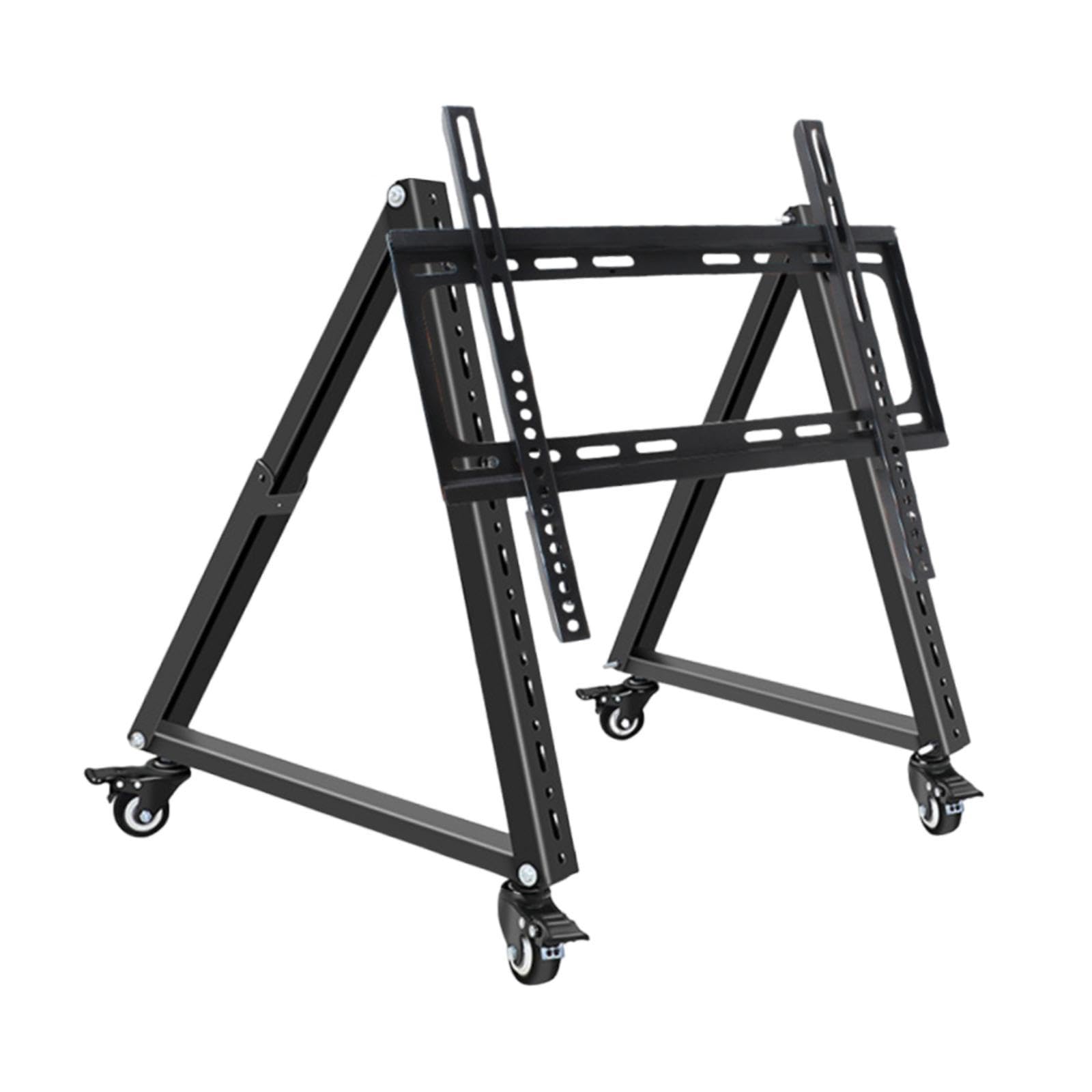 Meuble TV triangulaire basse hauteur en métal robuste avec roulettes pivotantes