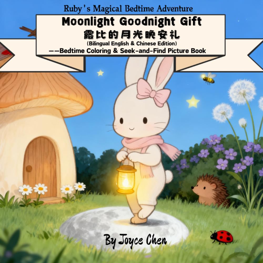 Ruby’s Moonlight Goodnight Gift 《露比的月光晚安礼》- Bilingual English & Chinese Edition: Bedtime Coloring & Seek-and-Find Picture Book (Ruby's Magical Bedtime ... Bilingual English & Chinese Edition)
