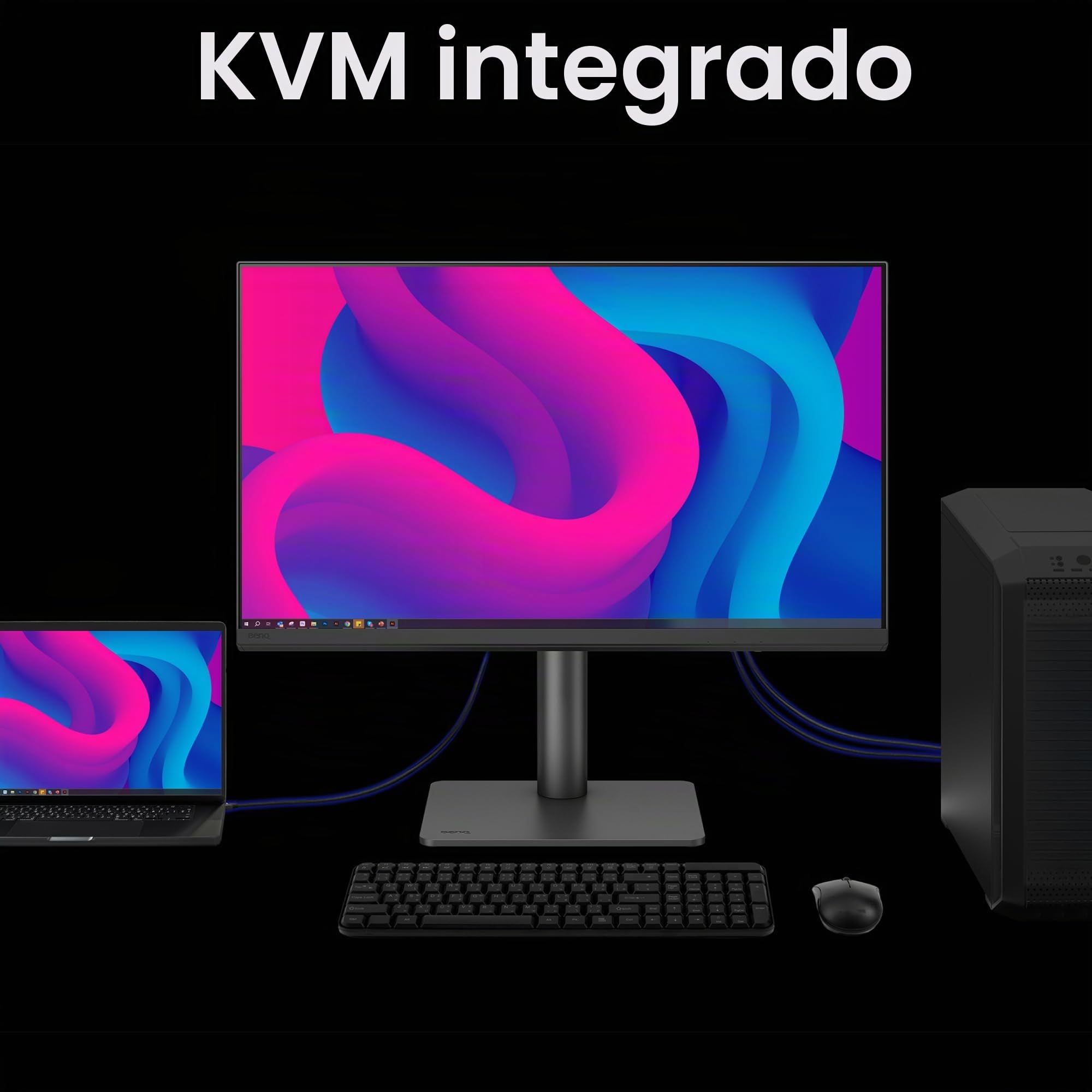 BenQ Creative Pro PD2706QN 27” 2K QHD (2560x1440) Monitor para diseñadores, IPS, 95% P3, 100% sRGB/Rec.709, USB-C 90W, 100Hz, calibración por Software, (MST), Panel Nano Matte antirreflejos