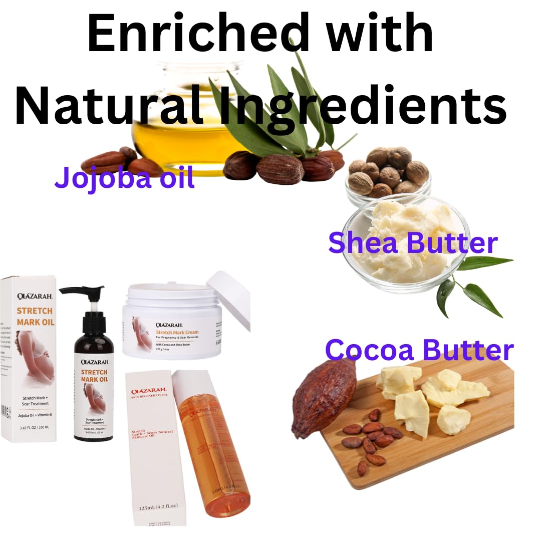 Skin Aglow Regenerate Body Oil Serum – Vit. E Infused(4 Fl.oz), Stretch Mark Oil – Jojoba Oil Infused(3 Fl. oz) , Anti-Stretch Marks Cream(4 Fl. oz) | Hydrating Formula for Firm & Smooth Skin