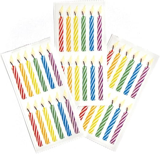 Paper House Productions Birthday Candles Pack of 3 Foil Accent Sticker Half-Sheets for Crafts, Scrapbooking & Collecting