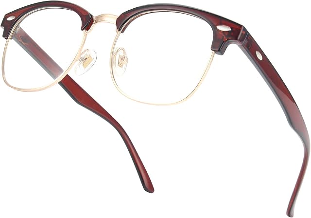 Amazon Brand Eono Blue Light Blocking Glasses - Fake Fashion Eyeglasses for Women Men - Reduce Eye Strain Headache for Computer Gaming Pc