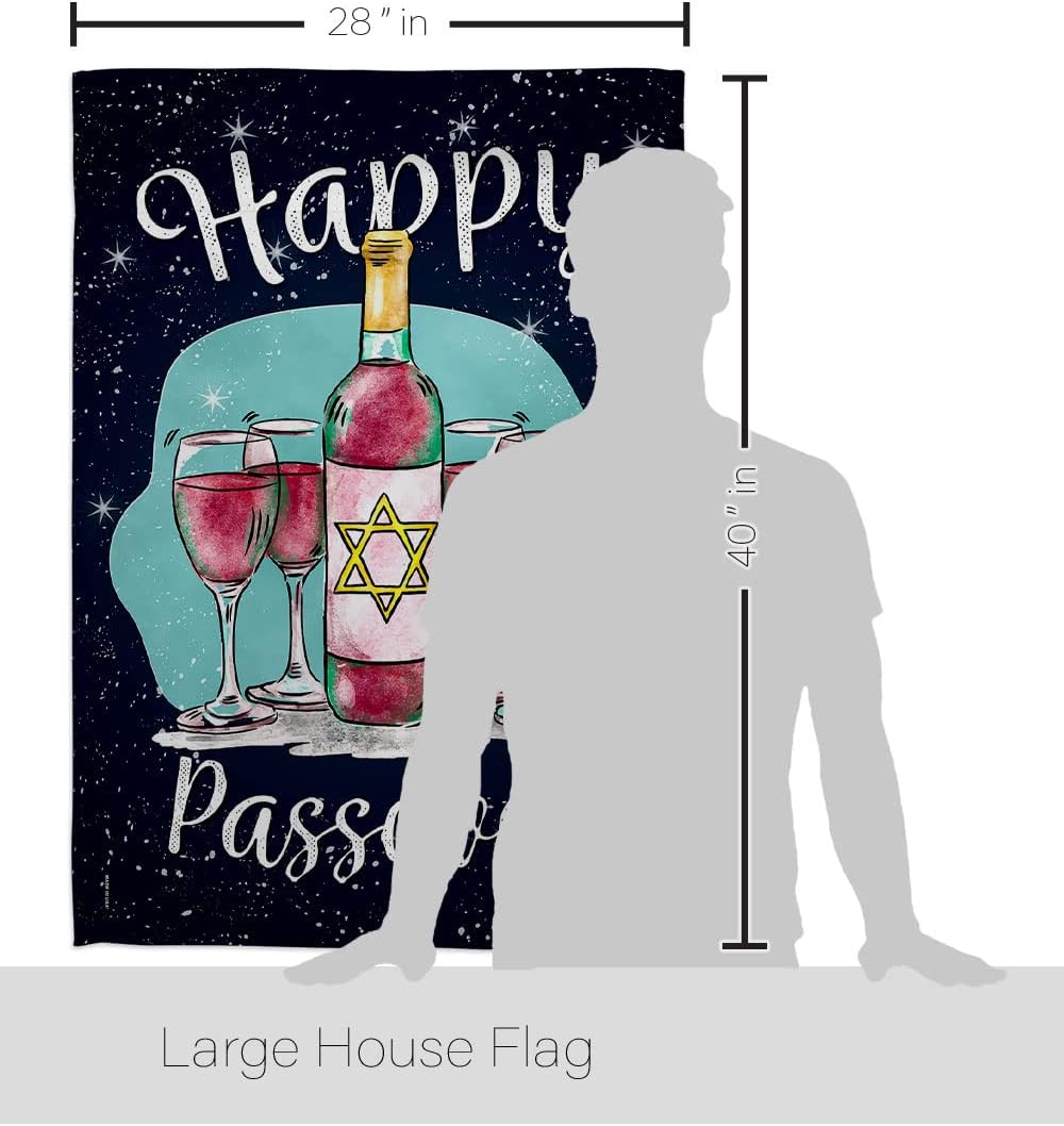 Happy Passover Inspirational - Everyday Faith & Religious Impressions Decorative Vertical House Flag 28" x 40" Printed in USA