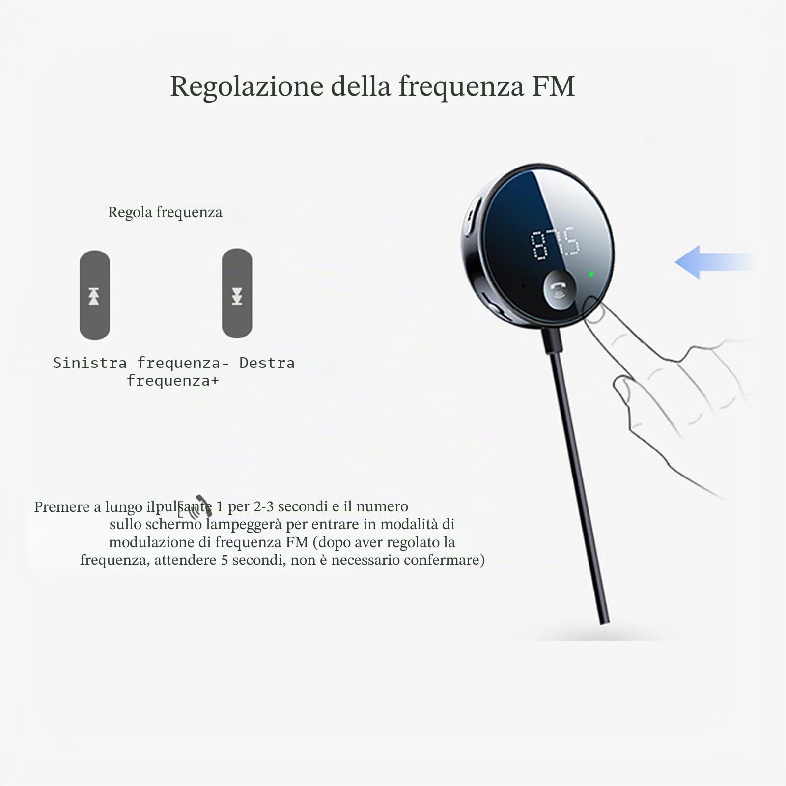 eppfun Trasmettitore FM & Ricevitore Bluetooth per auto con display a LED, supporto uscita AUX e riproduzione di musica con scheda microSD