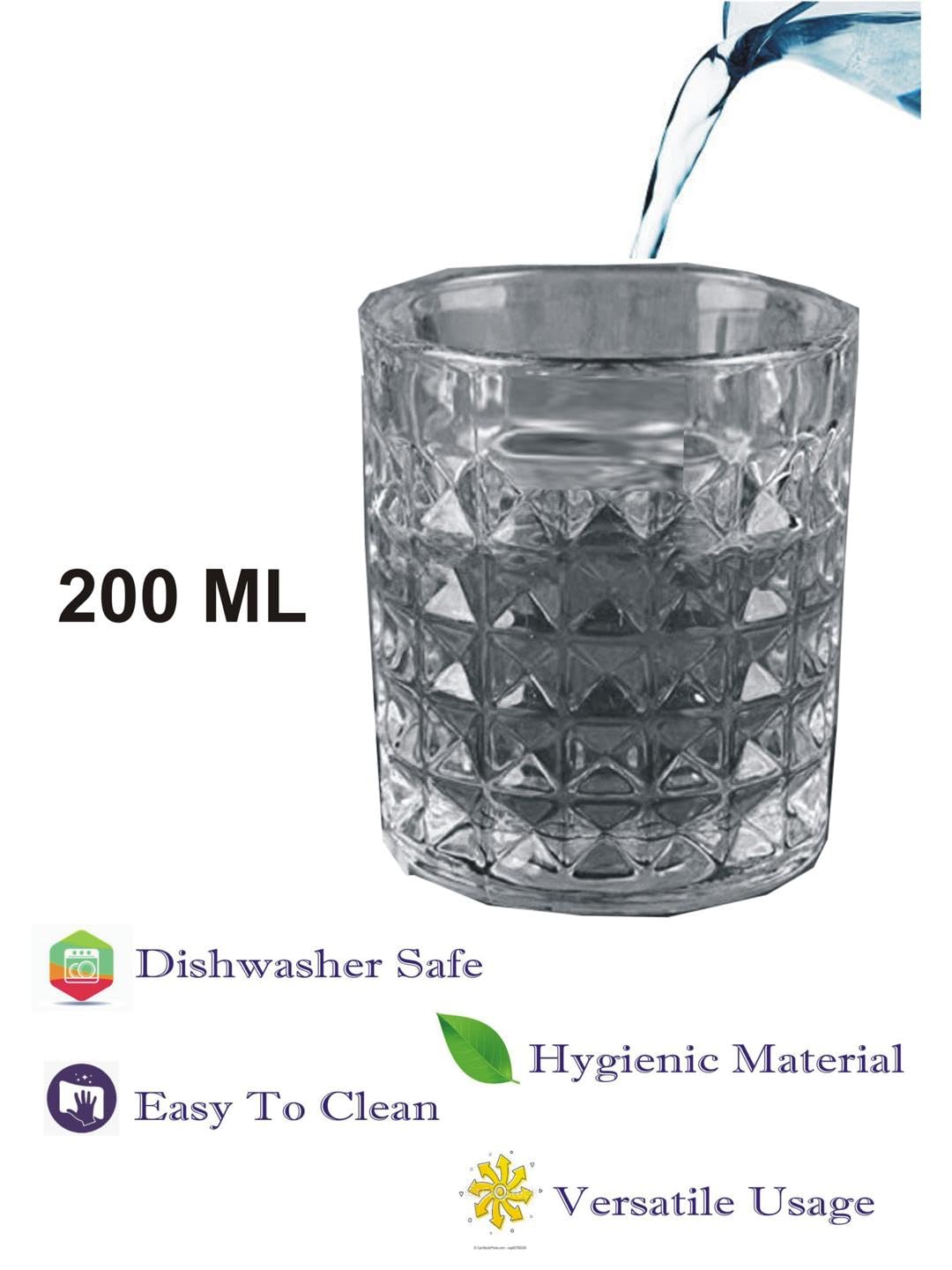 AFAST Party Perfect Glasses for Water, Juice, Cocktails, Smoothies and Other Drinking Beverages, Glass, Clear, Pack of 6, 7.5 X 7.5 X 8.5 CM 3