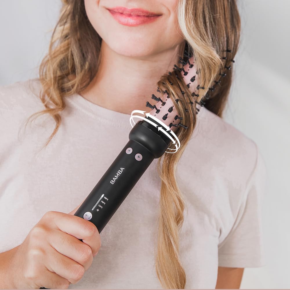 Cecotec Cepillo InstantCare Curly AirFlow. Moldea el Cabello, Cilindro de 34mm con Cabezal Giratorio, Revestimiento Cerámico, Todo Tipo de Cabello, 120ºC-160ºC, Cable 1,9m