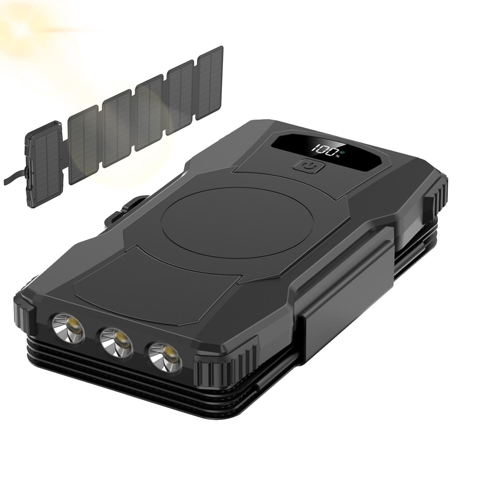 Caricatore solare portatile batteria esterna 20000 mAh con torcia