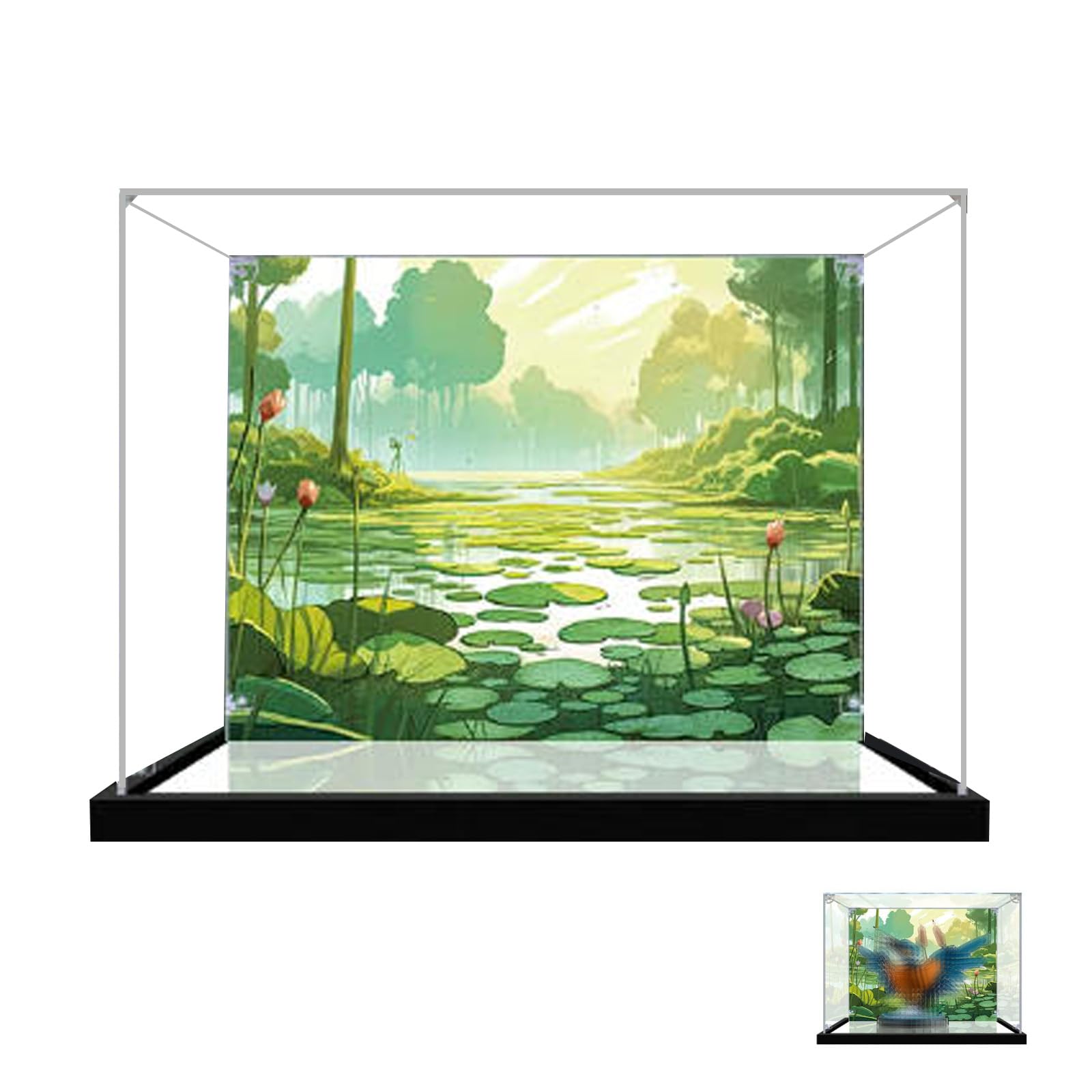 Acrylic Case for Lego 10331 Emerald Bird Clear Display Box, Model Not Included (Mirror Base+Background)