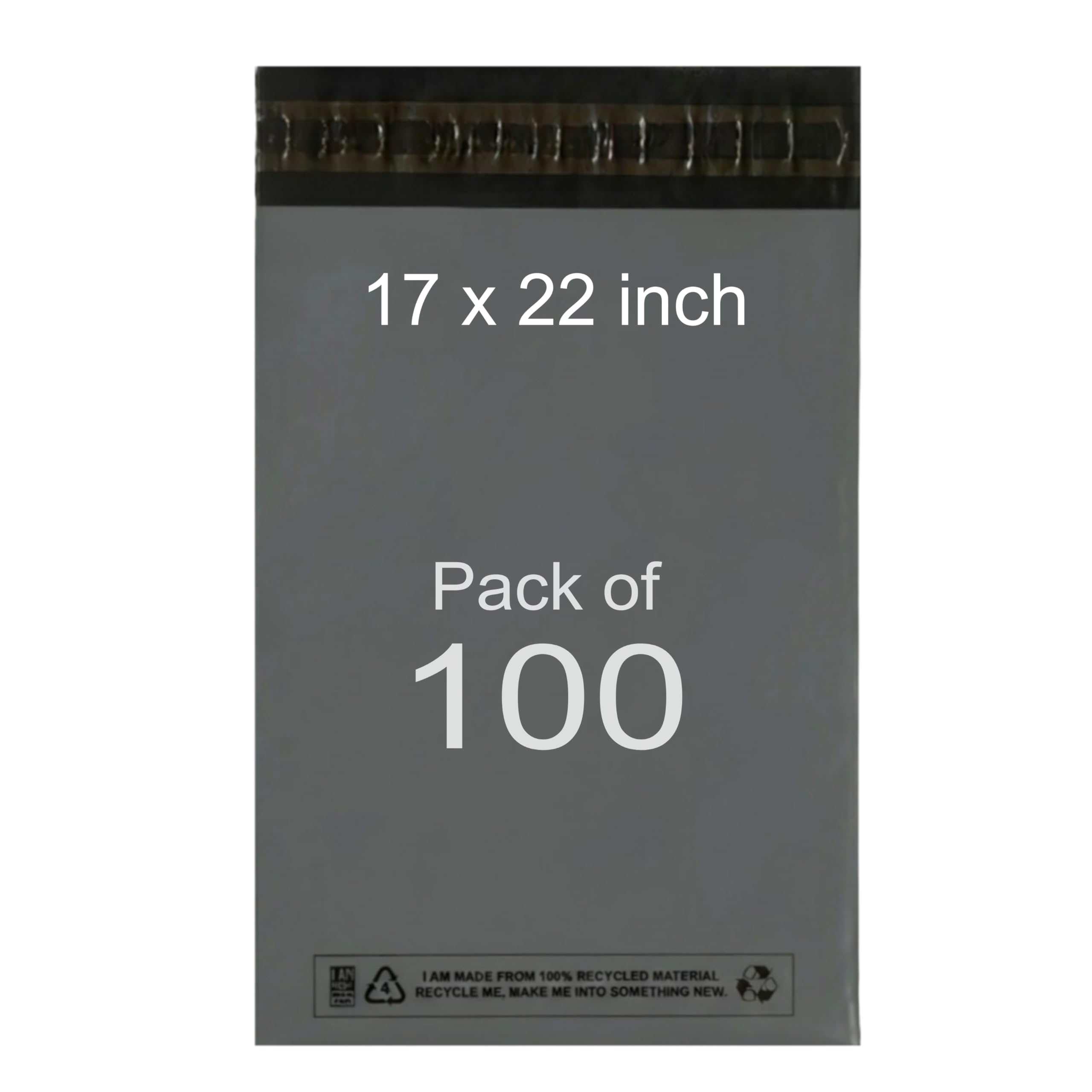 Pack It Pro Parcel Bags 100 Pack 17x22 Grey Mailing Bags, Postage Poly Mailers, Strong Self-Seal Envelopes, Tamper Proof Plastic Packaging Bag, Shipping, Delivery, Courier