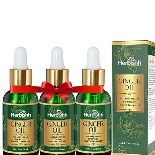 Herbishh Aceite de jengibre para el cabello, 1.0 fl oz (paquete de 3)