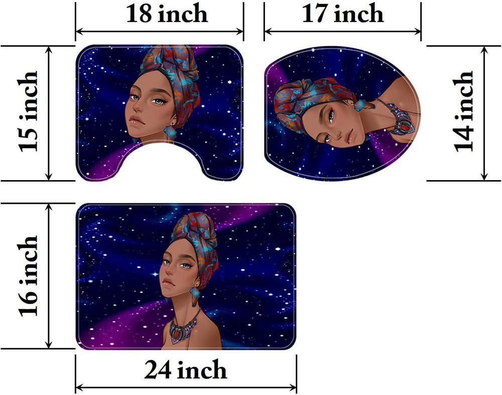 Buy Upgraded African Black Women Bathroom Shower Curtain Sets With Rugsmedium