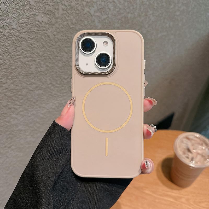 Image of ZR009 for iPhone 15 Back Case Cover | Magnetic | Spiral Camera Protection Silicone Case - Brown