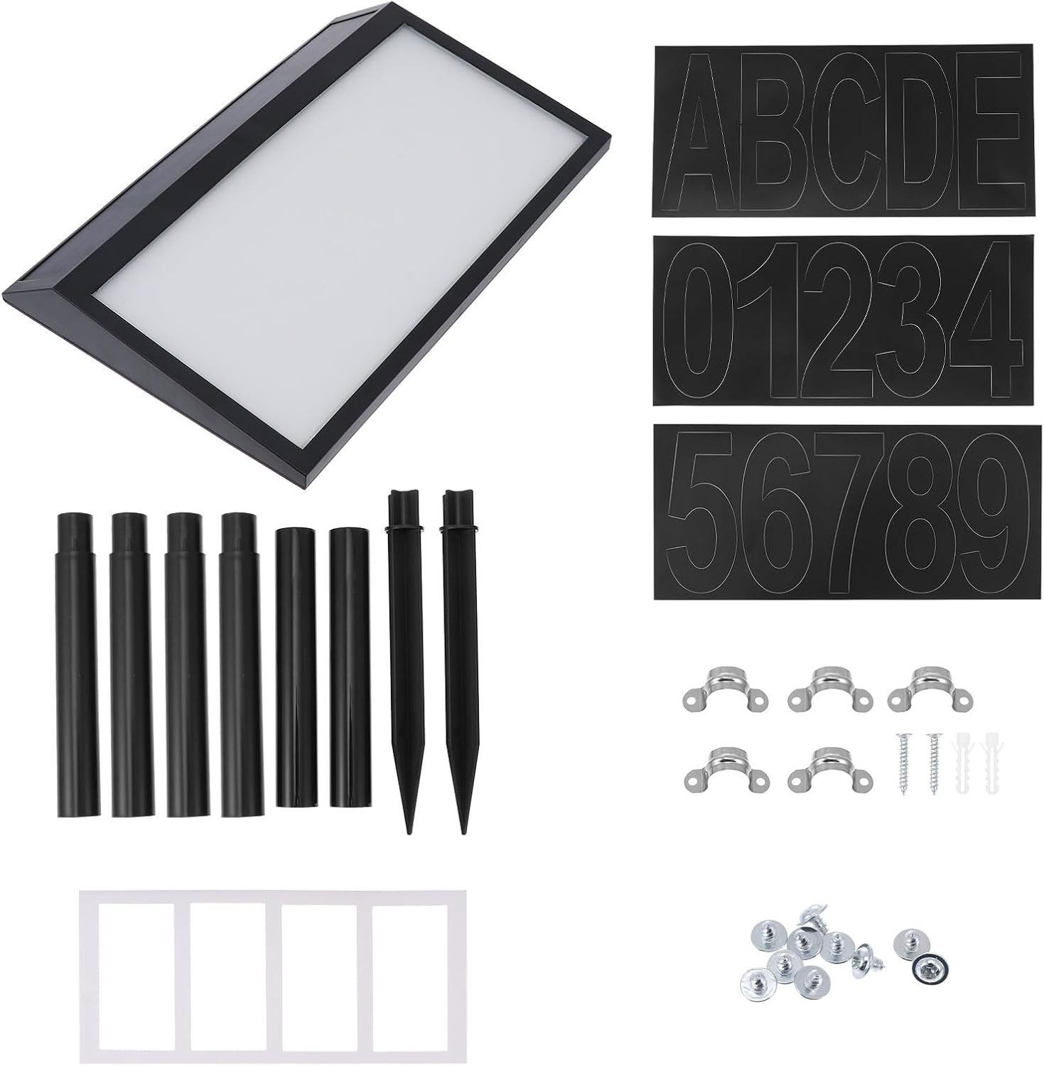 Sosoport Solar House Number Light LED Door Plate Solar Powered Waterproof Outdoor Address Sign with 5 Letters and 3 Number Digits for Home Garden