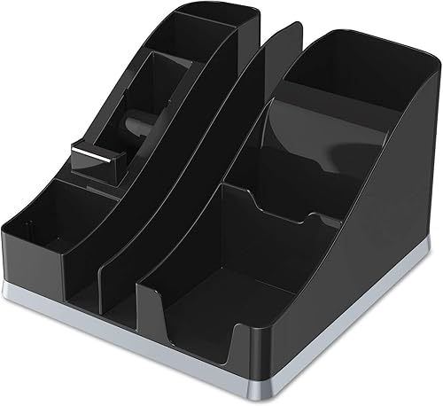 Miniatura 5 de deflecto Silhouettes - Organizador todo en uno, 6 compartimentos, plástico, 8.13 x 9.13 x 5.19, negroplateado