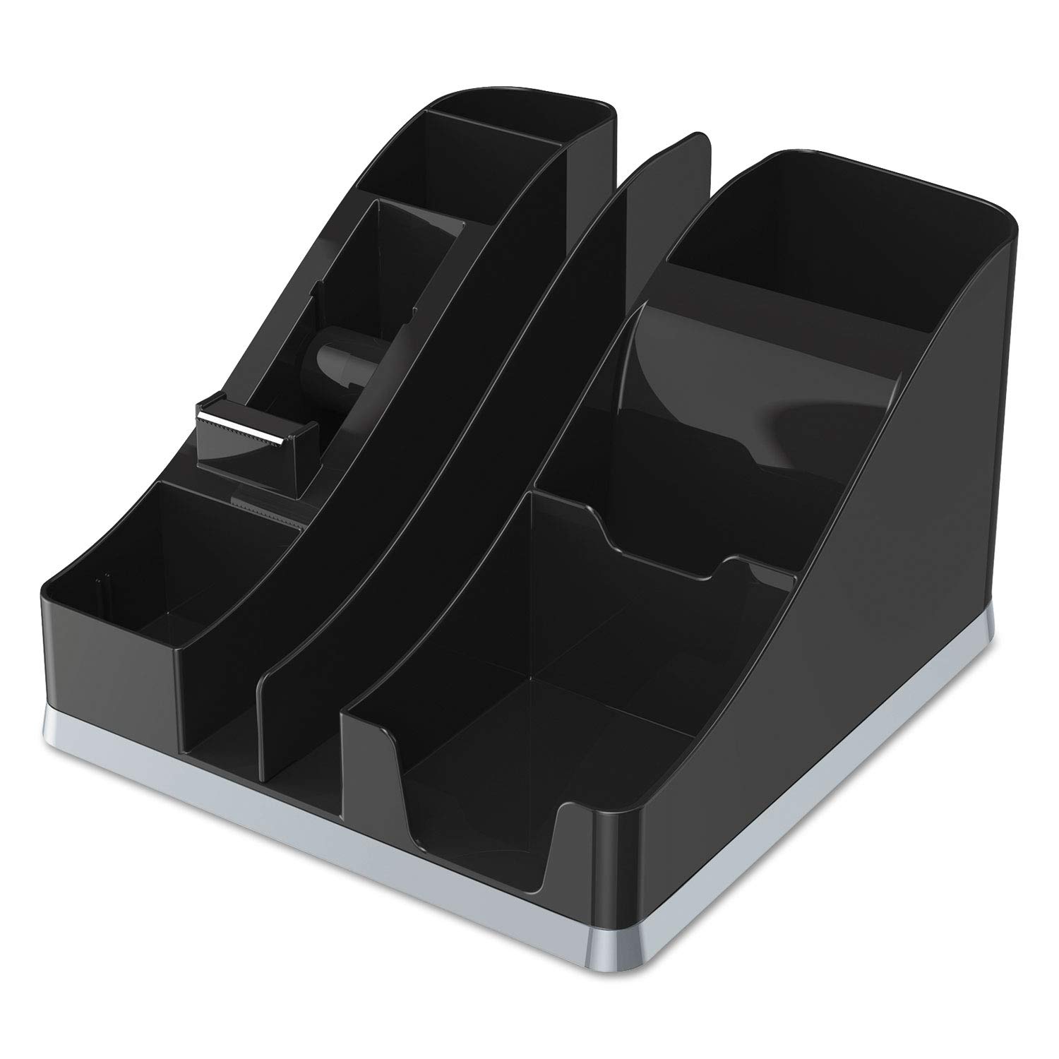 Deflto Silhouettes All-In-One Desk Caddy Forniture per Ufficio Caddy Nero con Base Argento, 20,8 cm L x 15,8 cm H x 22,5 cm D (35172)