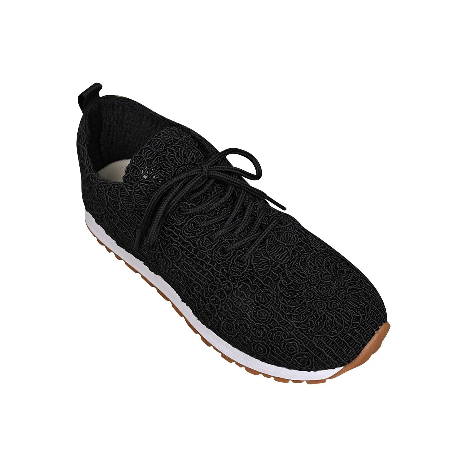 Chaussures Running Femme Baskets de marche tendance en pour femmes – Chaussures décontractées légères et respirantes en dentelle avec semelle coussinée et en souple – Baskets à lacets élégantes pour