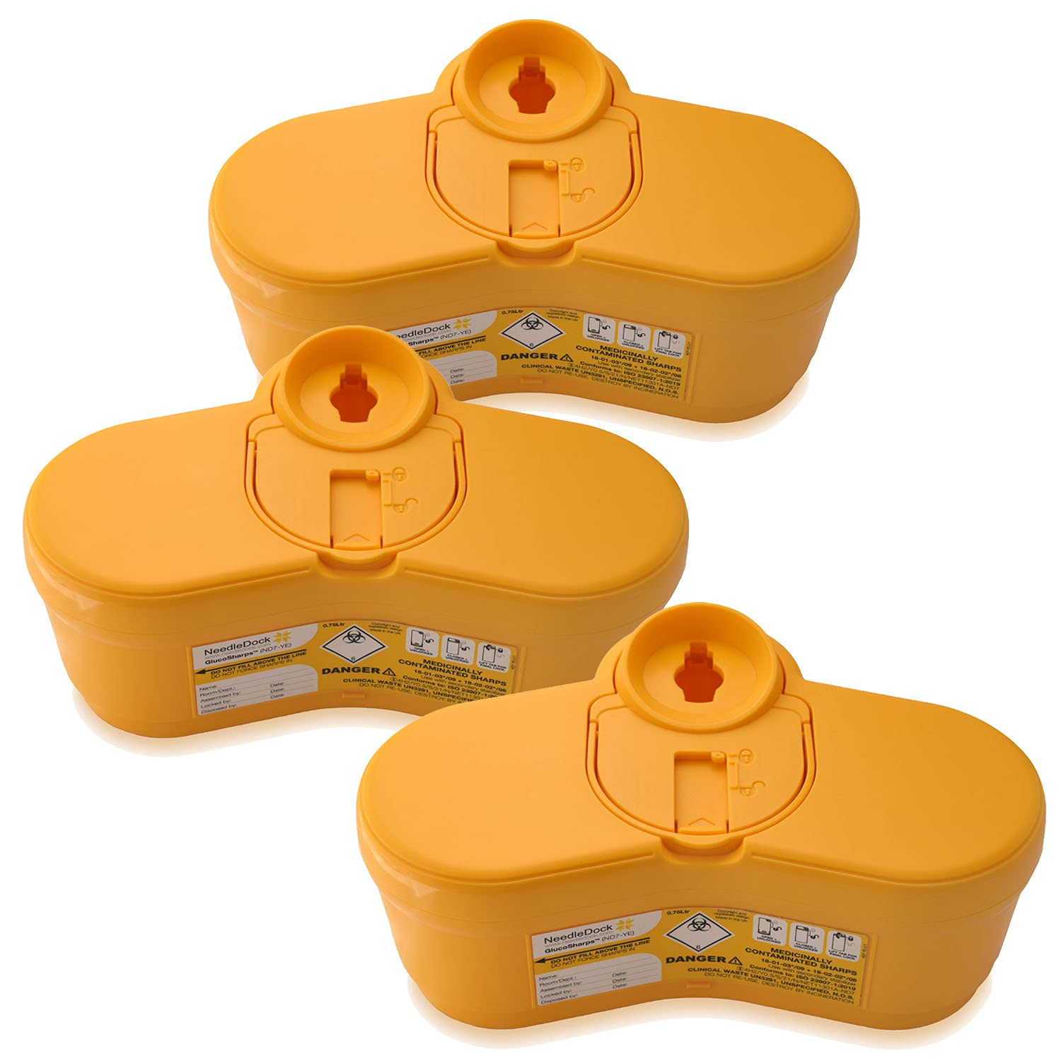 Buy NeedleDock GlucoSharps Sharps Bin Triple Pack Stylish, Safe Sharps Bin for Disposal of