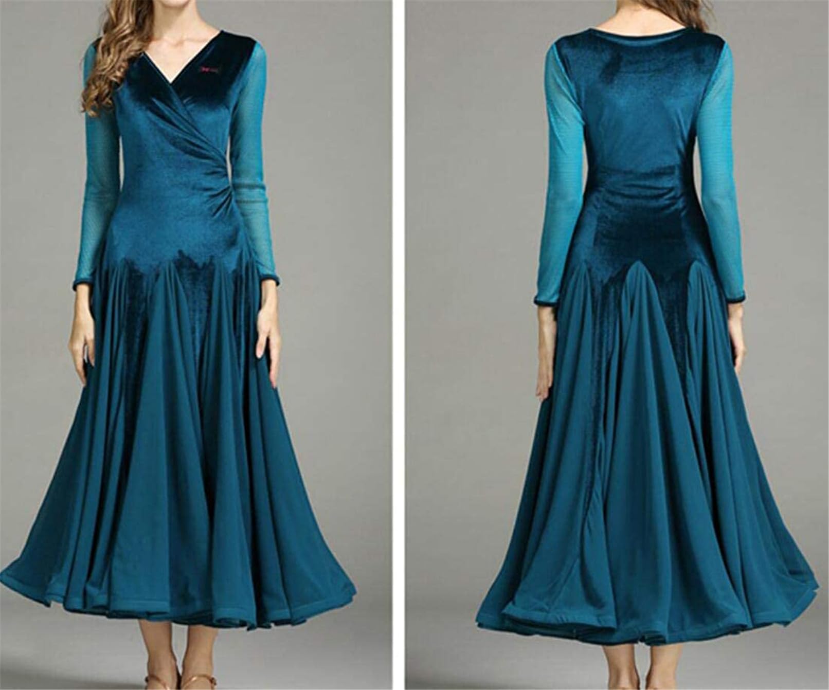 Female Salón De Baile Vestido De Baile Estándar Tango Waltz Disfraces De Manga Larga Danza Vestidos De Competición De Baile Moderno Trajes De La Etapa De Baile