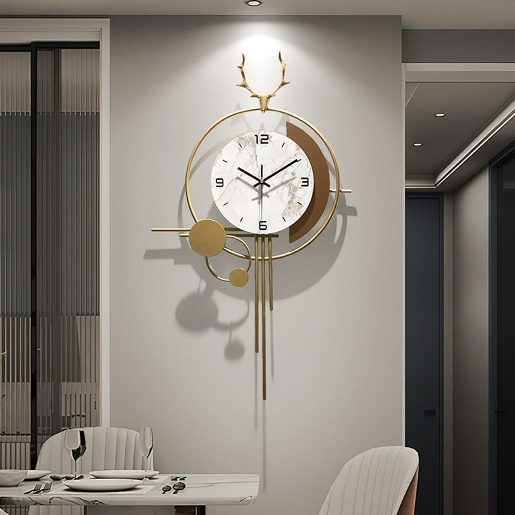 Wall Clock Simple Light Luxury Wall Clock Living Room Home Art Creative Restaurant Clock Atmospheric Clock Wall Hanging Clock for Wall(Medium)