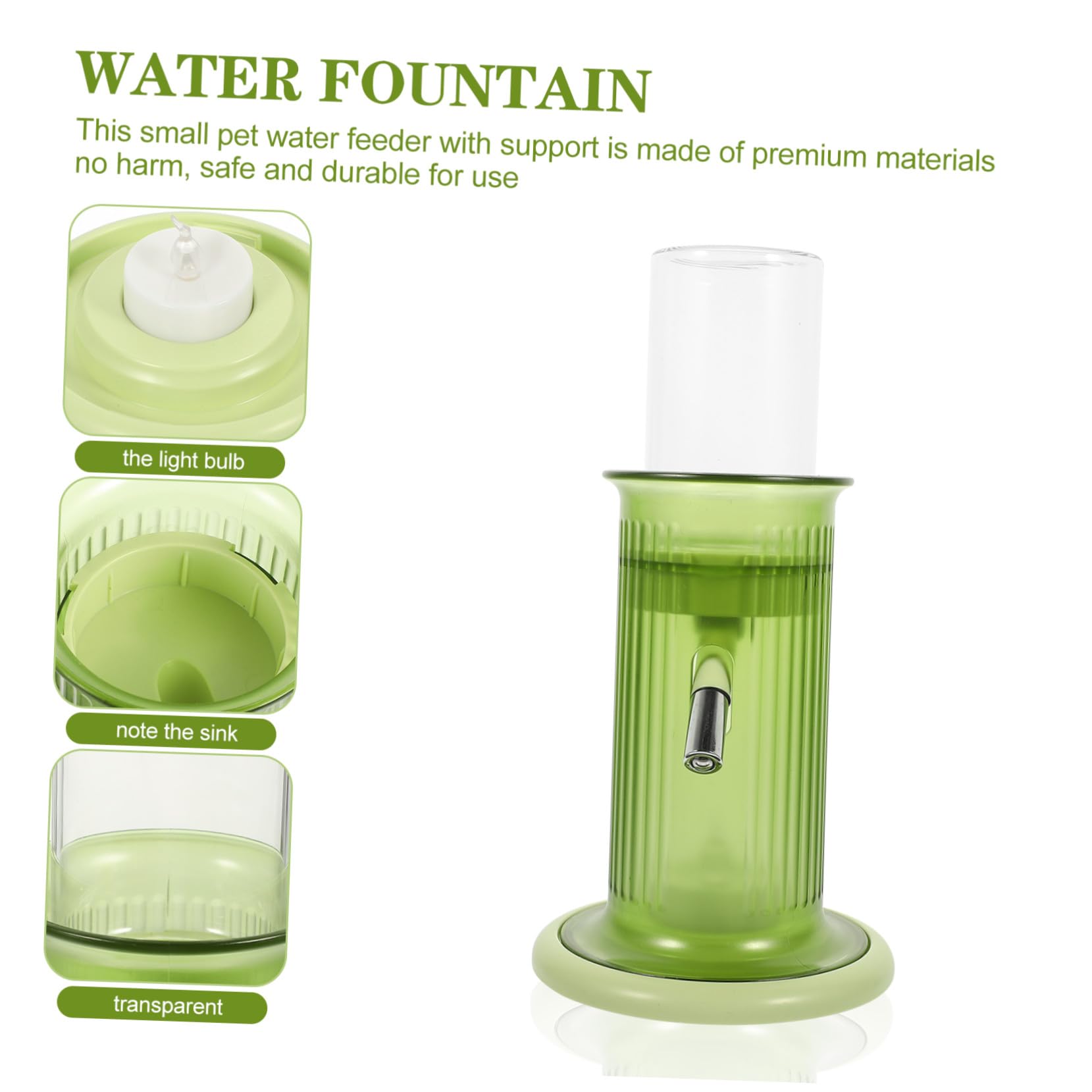 Abreuvoir Vertical en Polypropylène Vert Étanche et Facile à Utiliser Accessoire Pratique Batterie Bouton Intégré pour Hamster et Chinchilla