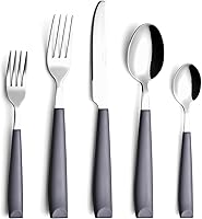 Vista 10 de Juego de cubiertos Annova de acero inoxidable con mangos coloridos, juego de utensilios de cocina, incluye cuchillos de cena, tenedores, cucharas