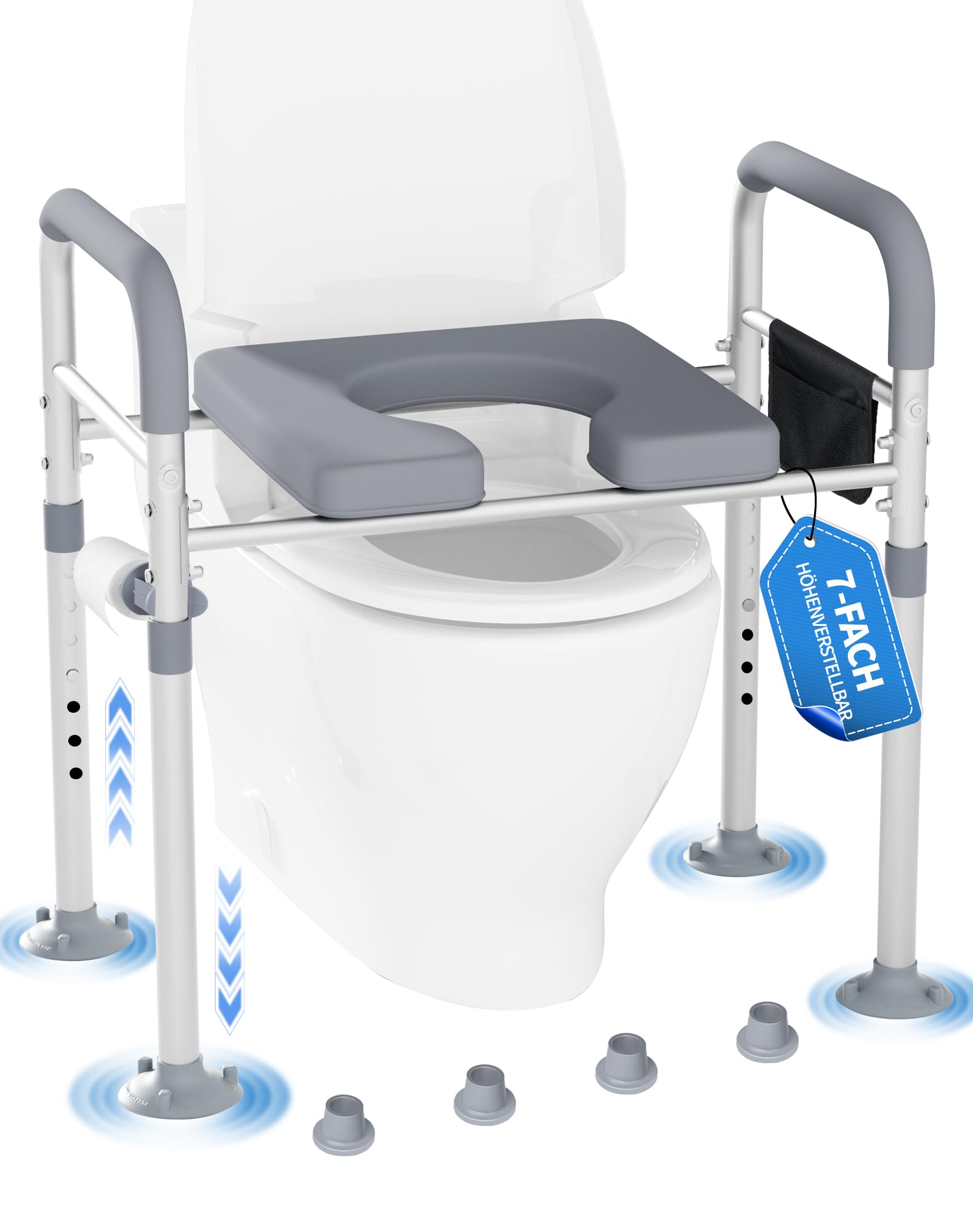 Toilettensitzerhöhung mit Armlehnen WC Sitzerhöhung Höhenverstellbare Toilettenaufsatz für Senioren Erhöhter Toilettensitz Toilettenerhöhung für Ältere Schwangere Erwachsene Aufstehhilfe Toilette