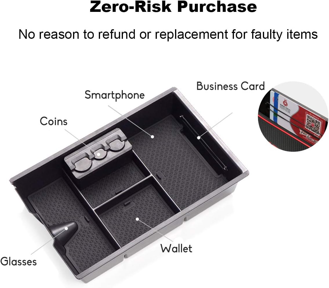 Jaronx For Dodge RAM Center Console Organizer, Storage Box for Dodge RAM 1500 (2009-2018) and 2500/3500 (2010-2018),Armrest Organizer Tray + Coin Holder (Full Console w/Bucket Seats ONLY)