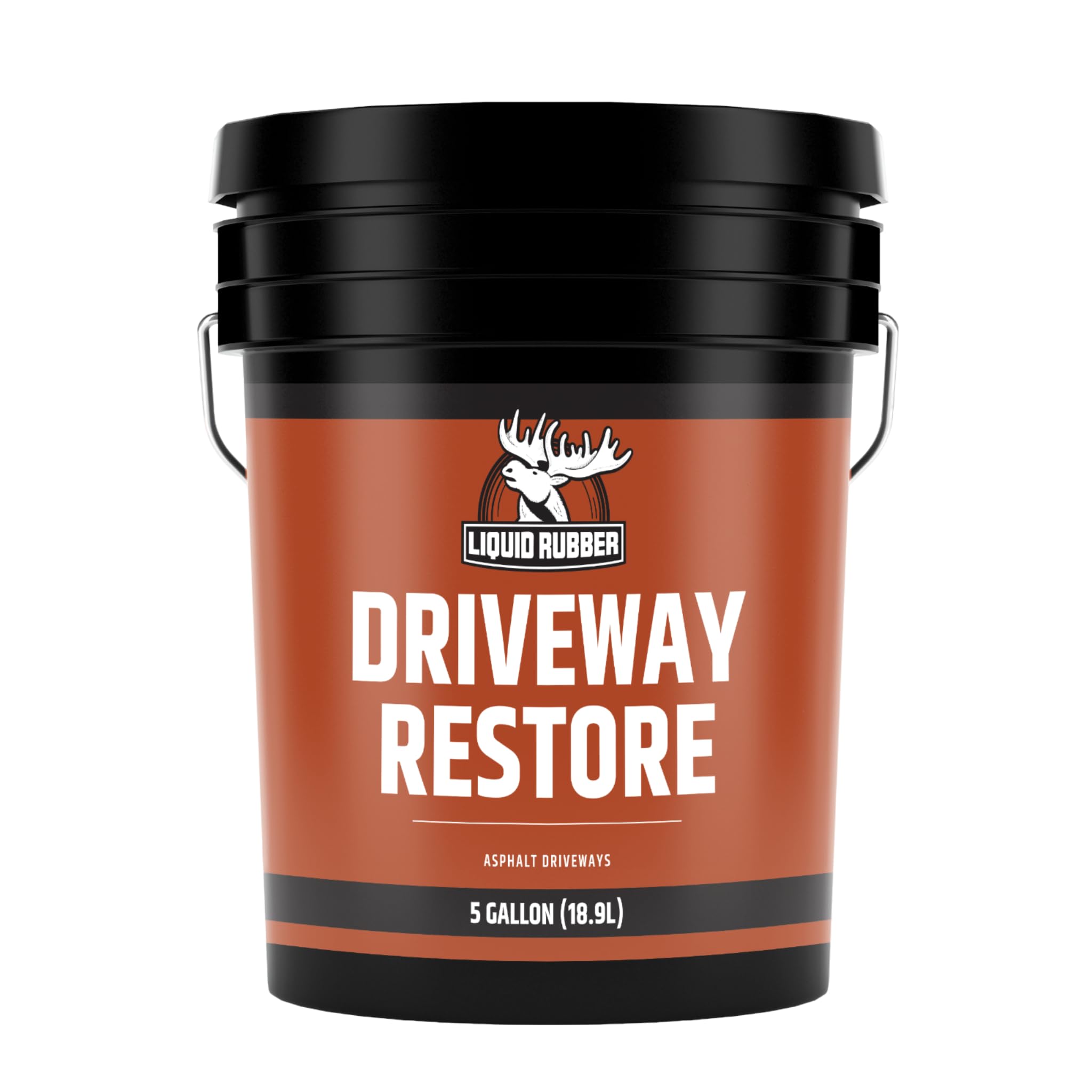 Liquid Rubber Driveway Restore - Highly Flexible Asphalt Coating Fills Cracks and Revitalize, Easy to Use and Apply, 5 Gallon