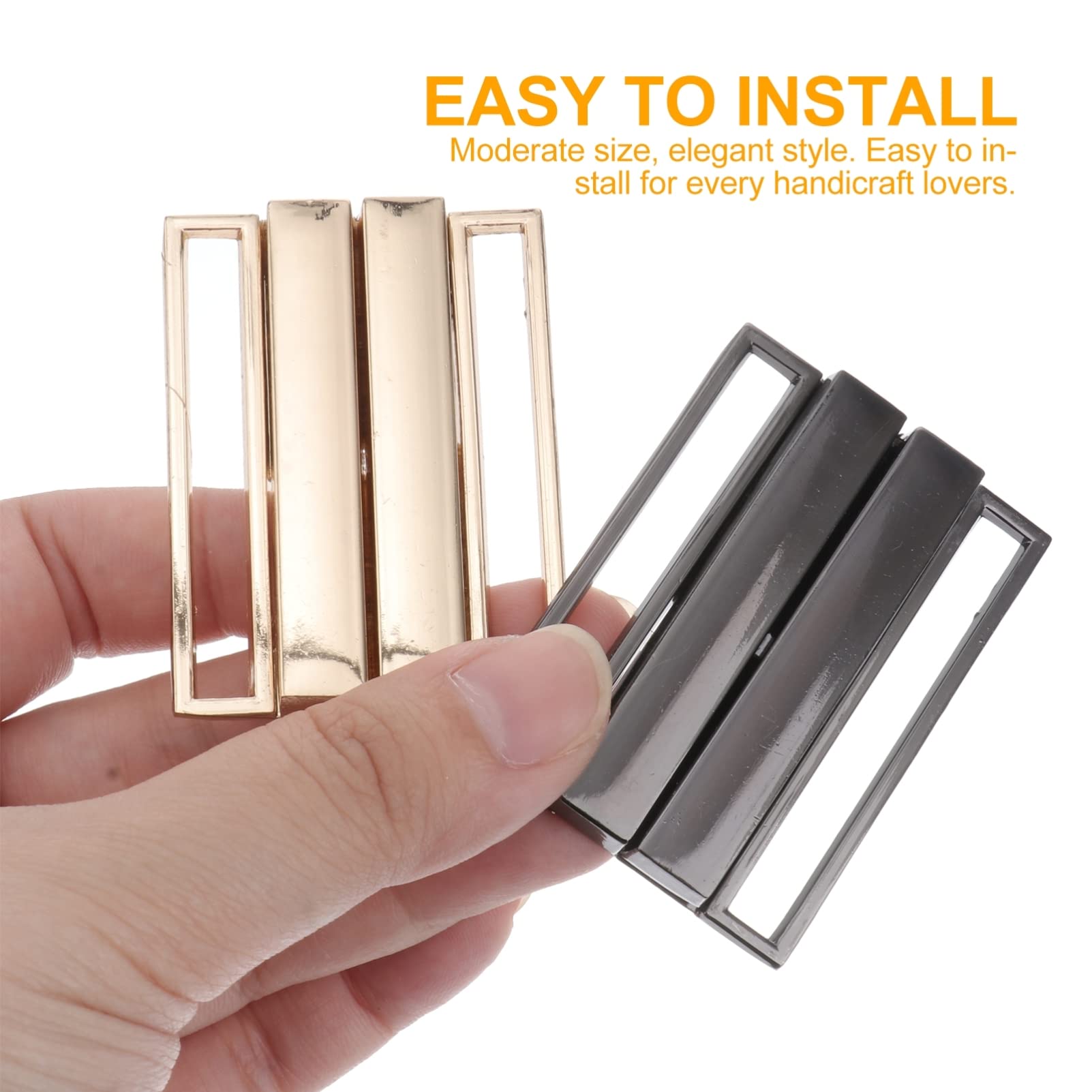 2 pieces metal slider buckles, tri-glide buttons, closures, rectangular, webbing, slider, clothing accessories - Image 2