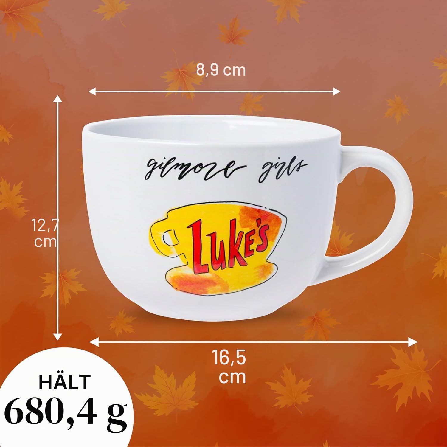 Silver Buffalo Gilmore Suppentasse aus Keramik mit Lukes-Logo, 680 ml | 0,71 Liter