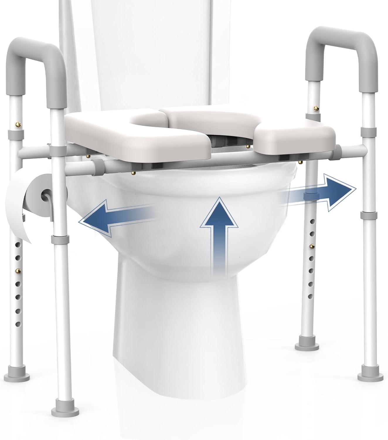 Photo 1 of Raised Toilet Seat with Handles - Toilet Seat Riser for Seniors with Adjustable Width & Height, 400 lbs Elevated Toilet Seat Riser for Handicap, Disabled and Pregnant, Fit Any Toilet-Grey