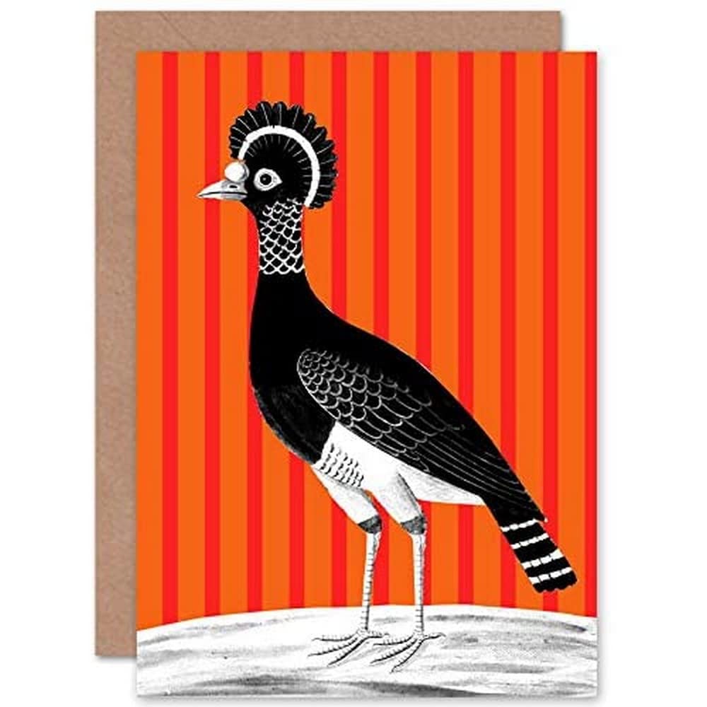 Wee Blue Coo Tall Birds On Stripes Carafson Hen Greeting Card With Envelope Inside Premium Quality
