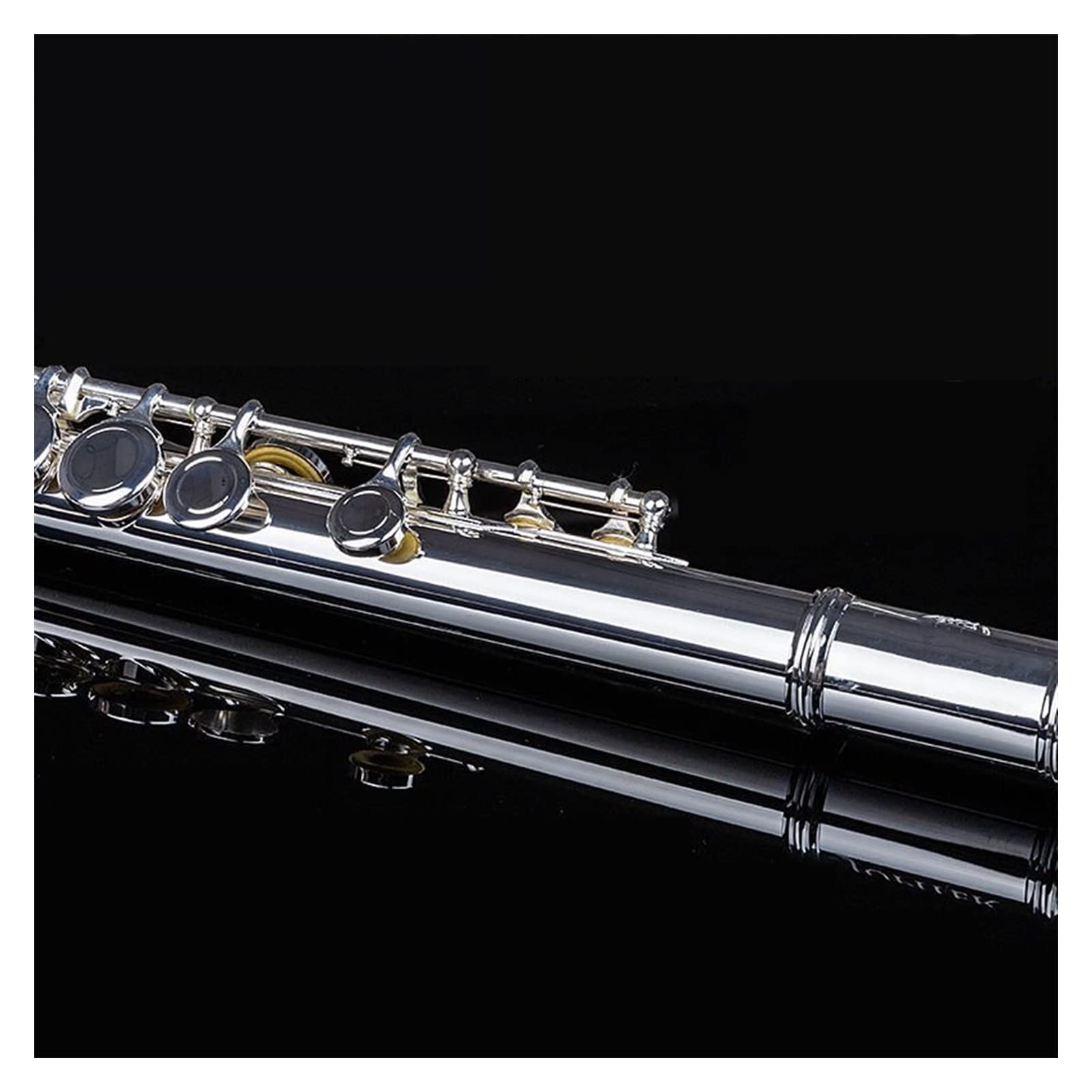 Flûte 16 Trous Fermés C Touche Flûte Cupronickel Argent De Musique Transversale avec Étui Kit Flûte traversière