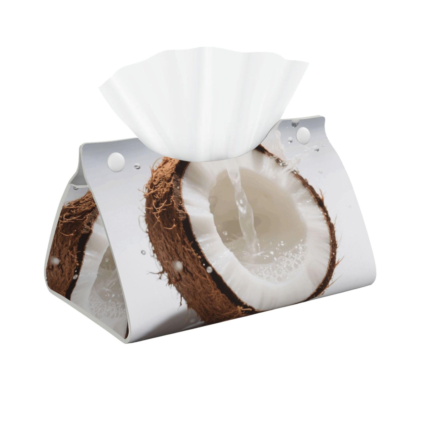 Pu Leather Tissue Box Cover, Coconut Rectangle Tissue Case Covers Decorative Tissue Box Holder Waterproof Tissue Holder Organizer for Bathroom Home Office