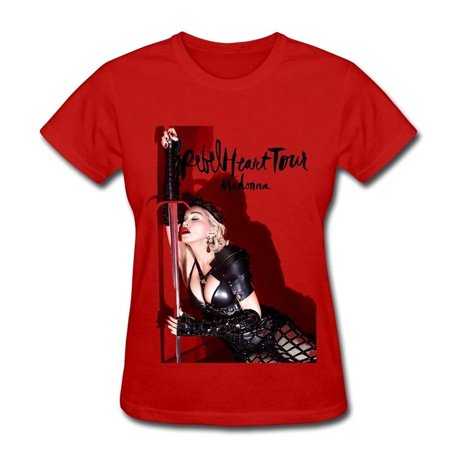 Madonna Rebel Heart Act Cotton T Shirt for Women Red XL : Amazon