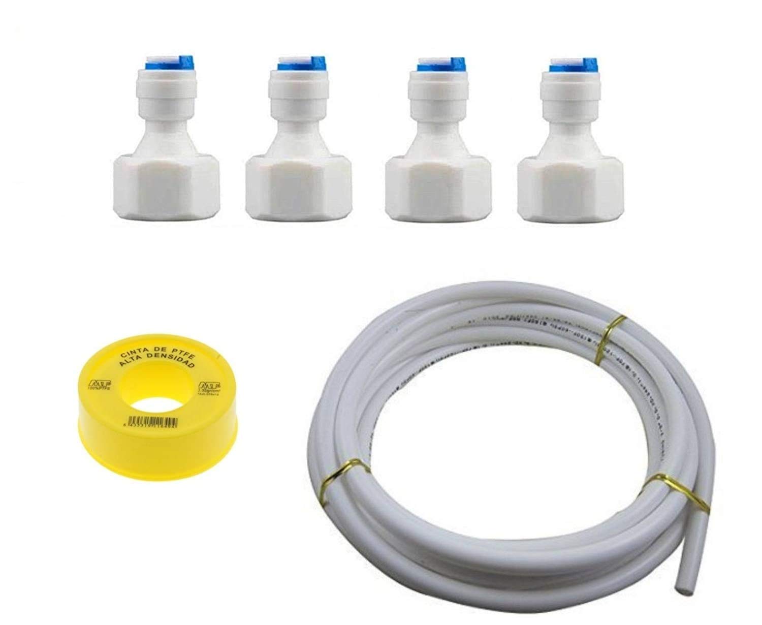 AQUALIQUID RO Female Direct Valve Straight Connector, 1/2" Female Thread X 3/8" Push fit For All Water Purifer (Set of 4 Pcs, 3 Meter 3/8" Pipe, Teflon Tape)-image-27