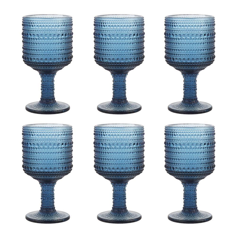 BTGLLAS 9oz Transparent Wine Goblets Set Of 6 Clear Glass Goblets Fancy Wine Glass Cute Wine Glasses Vintage Glassware For Wine Water Or Cocktails (