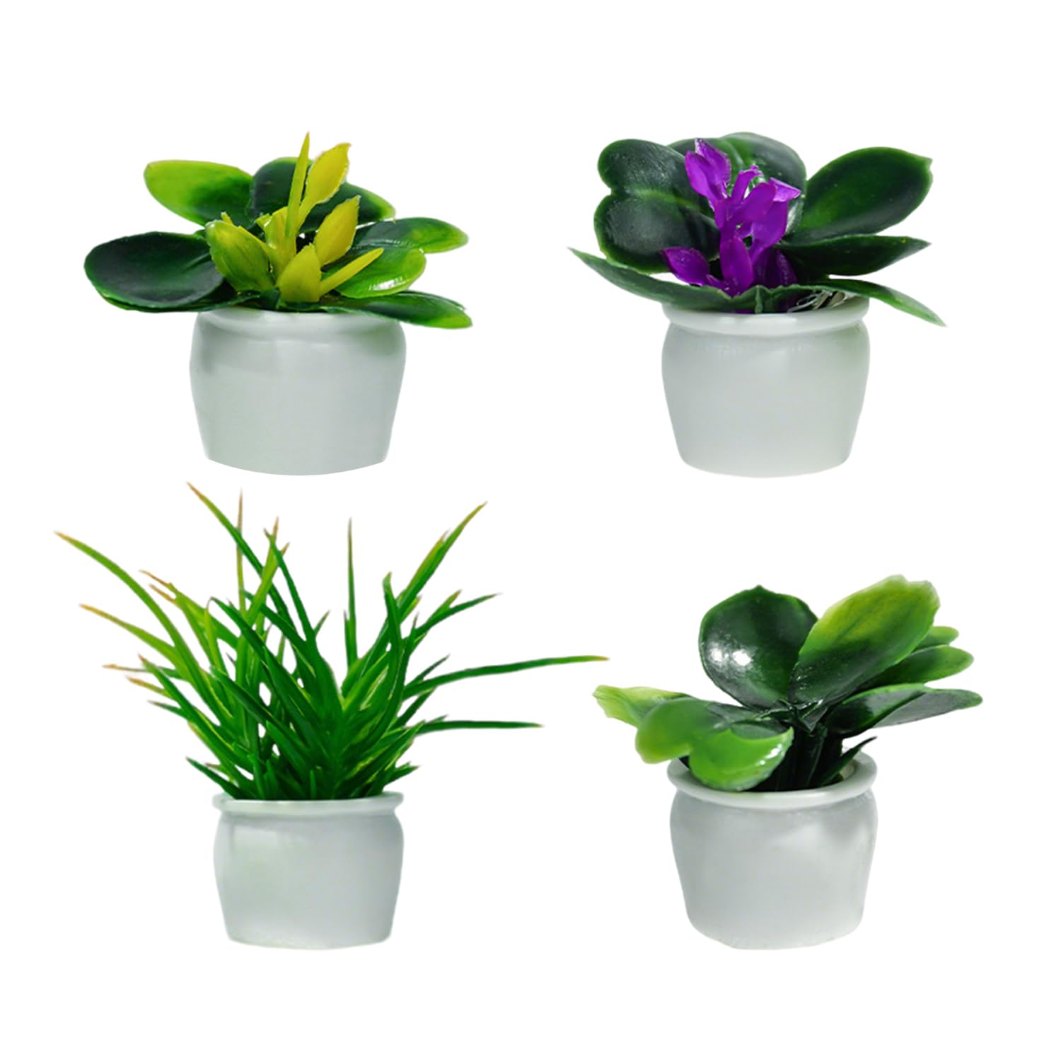 SYEYCW 8 Pcs Miniature Potted Plants, Vivid Mini Artificial Bonsai Plants, Resin Tiny Dollhouse Flowerpot Decor, 1:12 Realistic Fake Greenery Ornament, Cute Planter Models for DIY Crafts