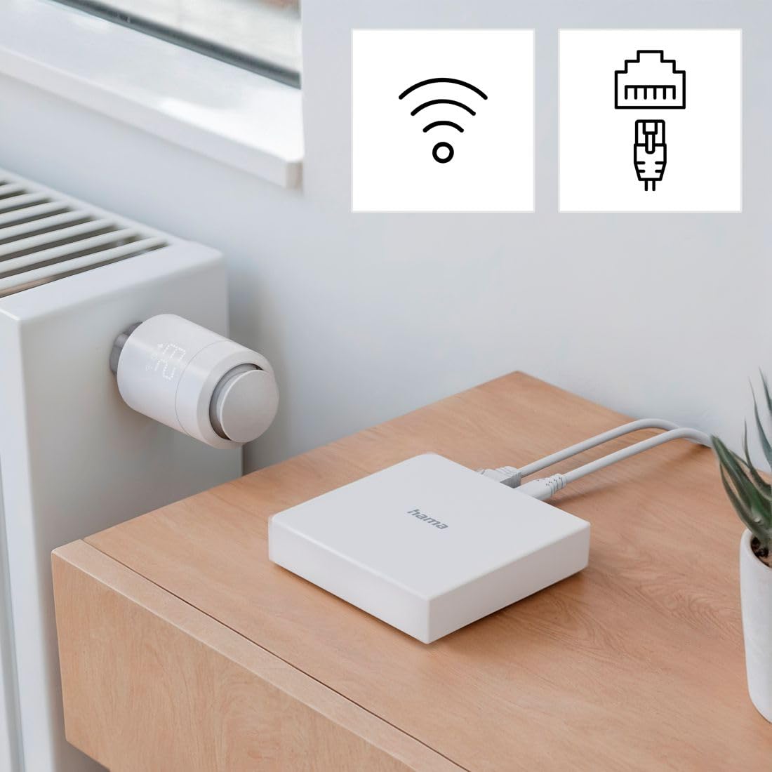 Hama Smart Hub gateway WiFi connesso (Matter, Zigbee, Thread, compatibile con controllo vocale Alexa, Google Assitant e Apple Siri), bianco