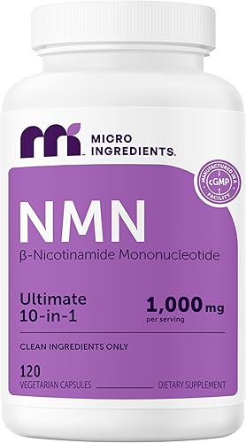 Complejo NMN 1,000 mg por porción, 120 cápsulas vegetales  10 en 1 con mononucleótido de nicotinamida, vitamina C, resveratrol, CoQ10, TMG,
