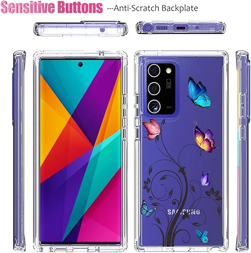 Miniatura 5 de Funda para Galaxy Note 20 Ultra 5G SM-N986U con protector de pantalla de vidrio templado, cuerpo completo transparente con protección floral para