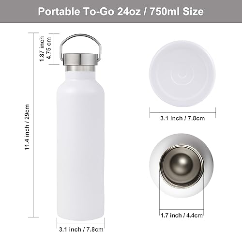Miniatura 4 de Volhoply Botella de agua de boca estándar aislada de 24 onzas con tapa combinada de plástico y acero inoxidable, 304 188 botellas de agua de doble