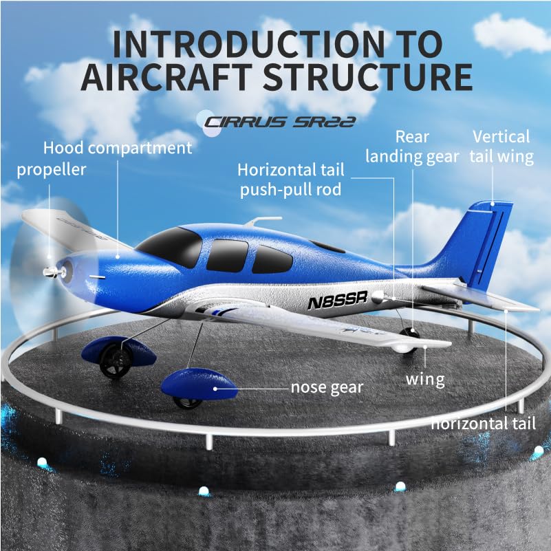 Image of QIDI 580 5-Channel Off-Road Aircraft 3D RC Plane One-Key Hanging Stunt Fixed Wing with Wind Resistant Flight Control for Beginner and Experienced Ready to Fly(Blue)