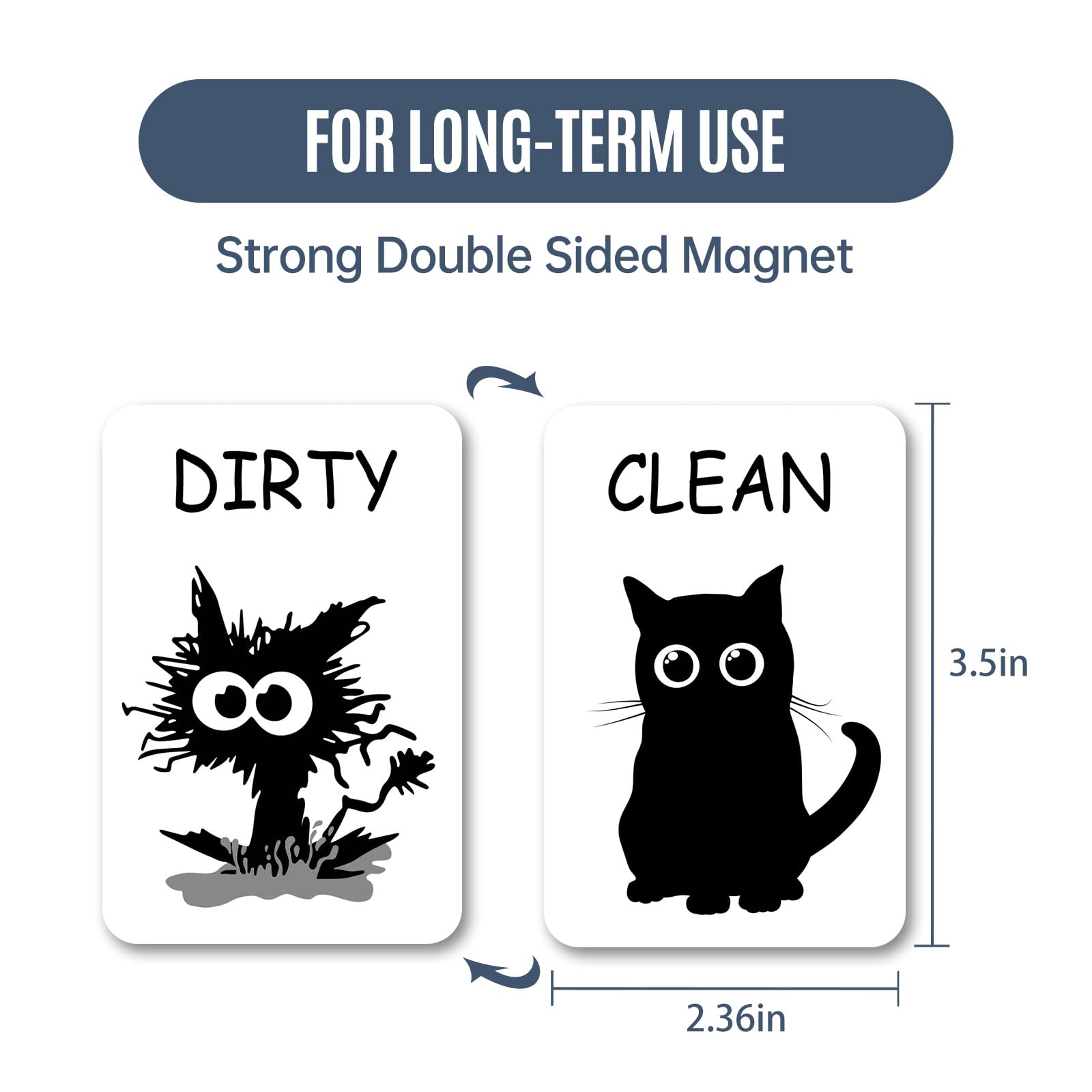 Black Cat Clean/Dirty Dishwasher Magnet - Double Sided Funny Kitchen Sign For Dishwasher & Fridge - View #3