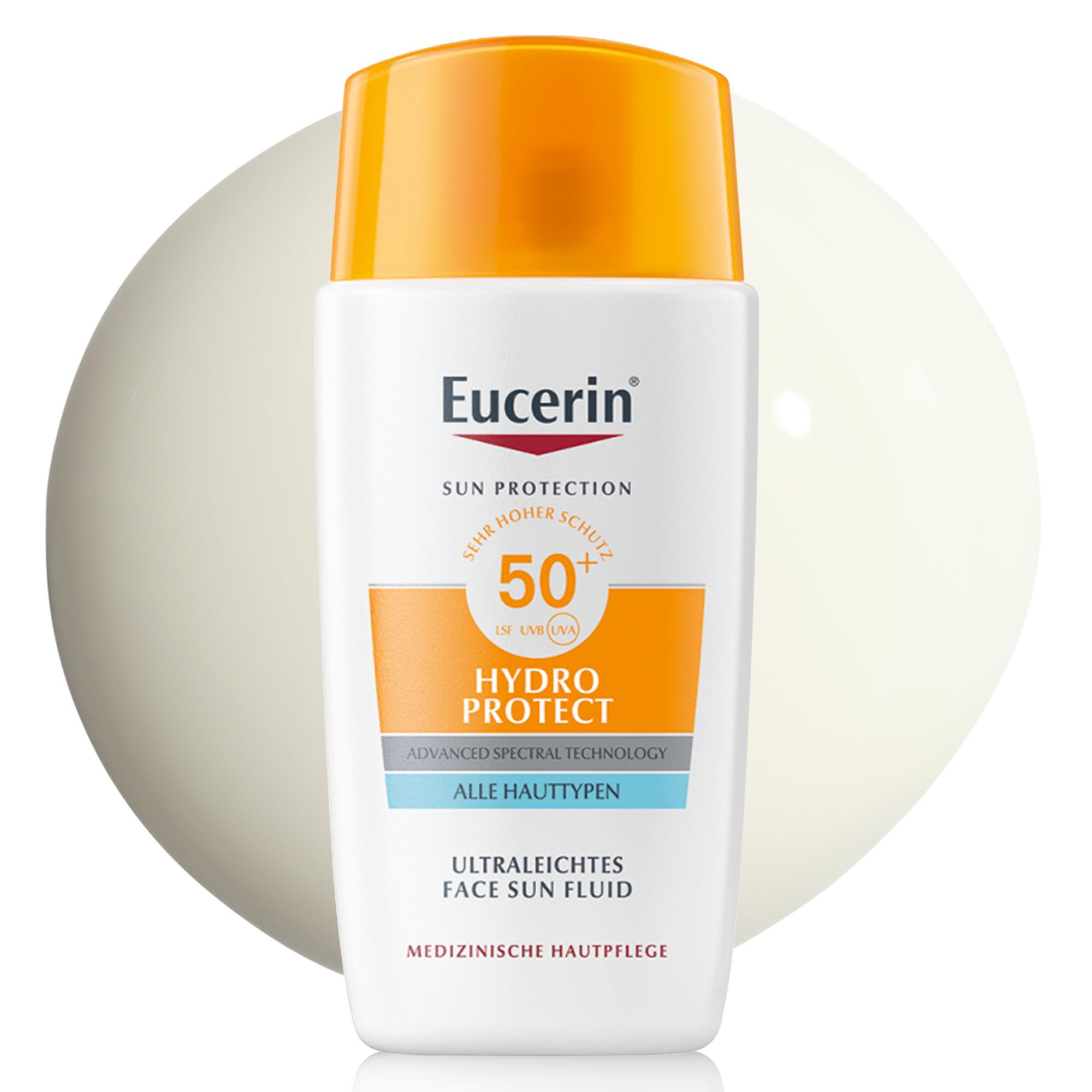 Eucerin Sun Face Hydro Protect Ultraleichtes Sun Fluid LSF 50+ 50 ml, Sonnencreme mit Hyaluronsäure spendet sofortige Feuchtigkeit, Sonnenschutz für das Gesicht mit UVA-/UVB-Filter