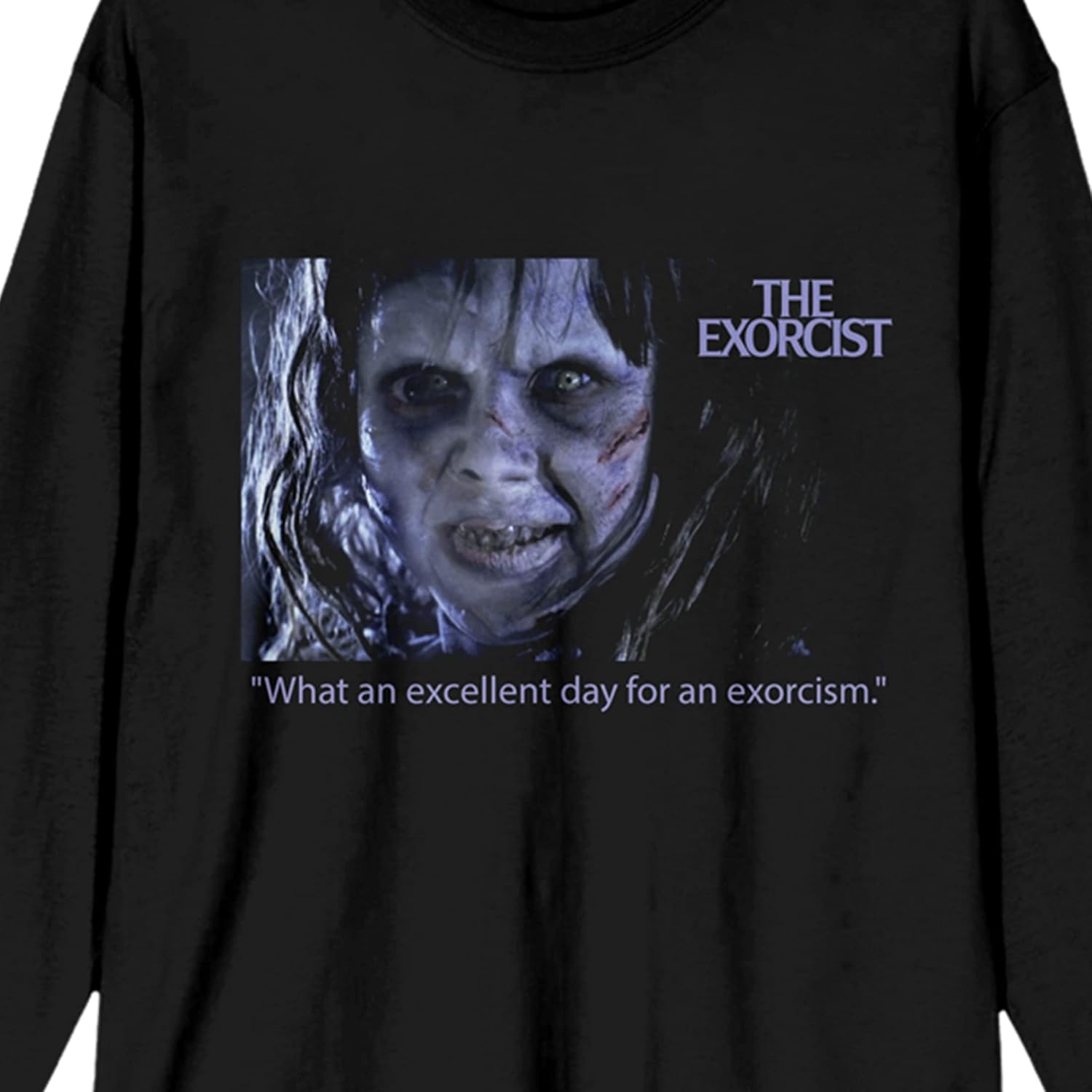 The Exorcist Excellent Day for an Exorcism Crew Neck Long Sleeve Women's Black Tee