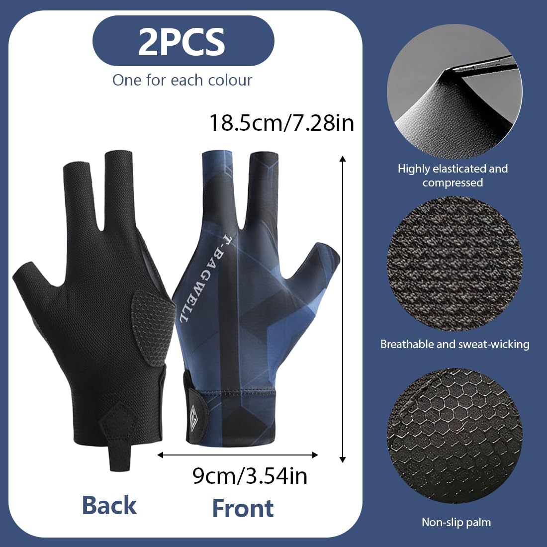 Guanti da biliardo 2pcs sinistra snooker regolabili antiscivolo