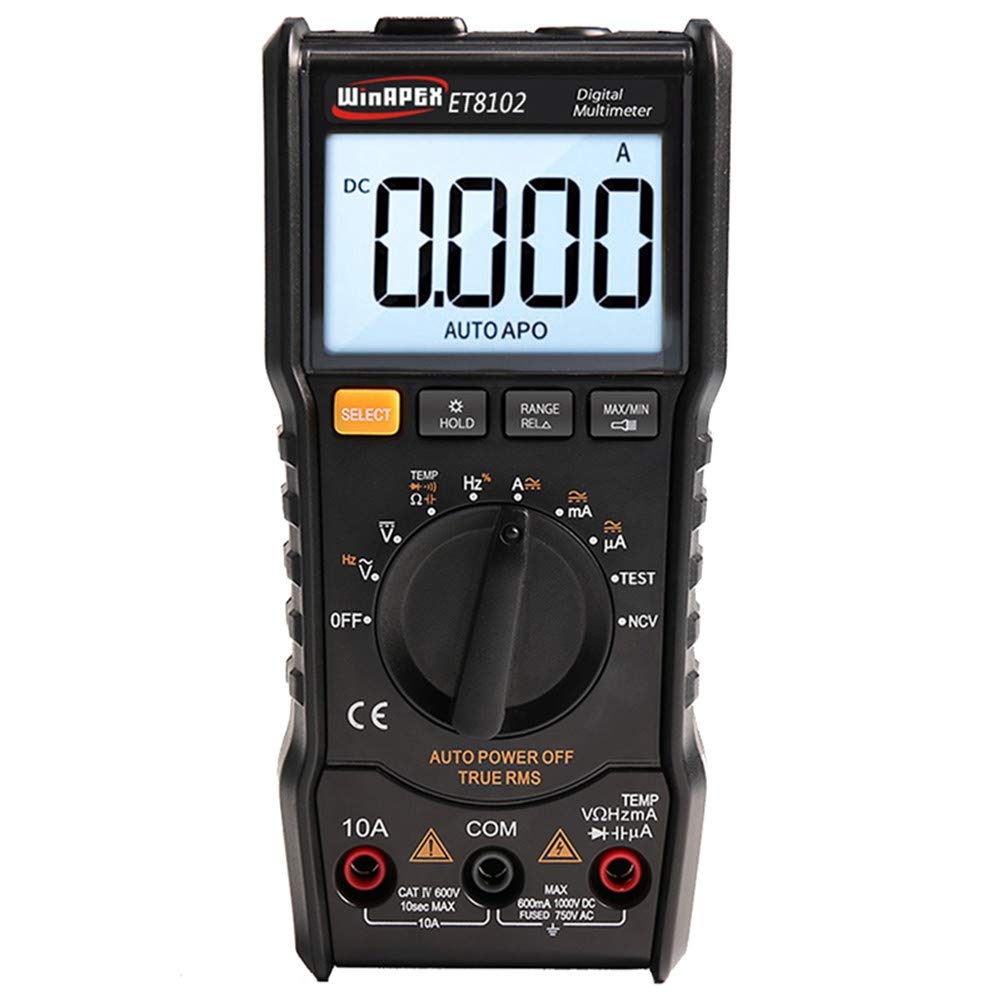 Gtest Mini Portable Digital Multimeter, 6000 Counts True RMS Flashlight Digital Voltmeter 1000V 10A AC/DC Ammeter Pocket Multi-Tester