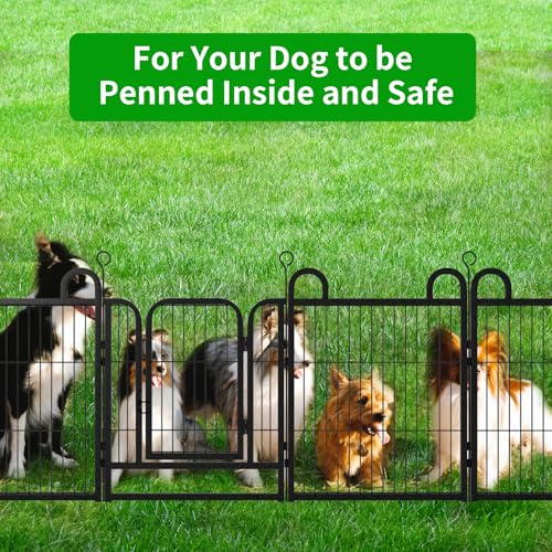 Image of Puppy Playpen 12 Piece Panels Small Dog Fence Outdoor Indoor Use 24 inch Height | Anti-Rust with Doors Portable Dog Play Pen for RV Camping Yard, Total 22FT, 30.25 Sq.ft, Snowy Black